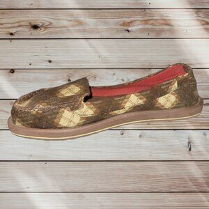 SANUK - Women's SIZE 8 - Brown Plaid Corduroy Slip-On Flats
